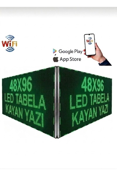 Ledeksis 48x96CM Çift Taraflı Yeşil Kayan Yazı Led Tabela Wifi(Telefondan Yaz...