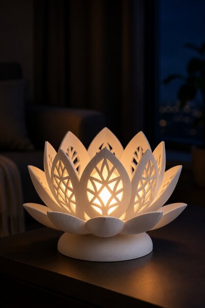 Maygiy Lotus Çiçeği Tasarımlı Dekoratif Tealight Mumluk Sıcak Ambiyans Masa D...