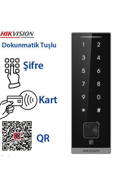(DS-K1105EMKB-QR) MIFARE VE PROXIMITY KART+ŞİFRE+QR KOD OKUYUCU DOKUNMATİK
