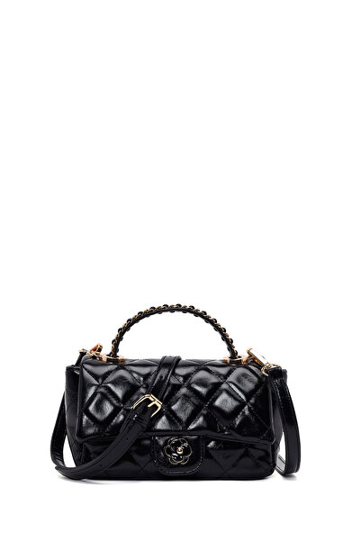 Derimod Women's Black Long Strap Quilted Shoulder Bag Ab20002553