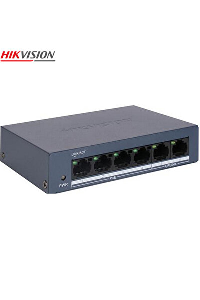 Hikvision (DS-3E0106MP-E/M) 4 PORT 4x10/100 POE 2x100M UPLINK PORT POE YÖNETİLEMEZ SWITCH (35W)