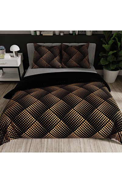 Markizeta Lenjerie de pat din satin LUXE - modele geometrice aurii - 160x200cm