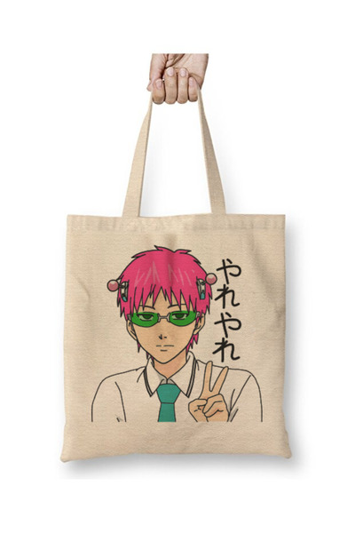 Toyaso Saiki K. Anime Kusuo Saiki Anime Λευκή υφασμάτινη τσάντα με μακριά λαβ...