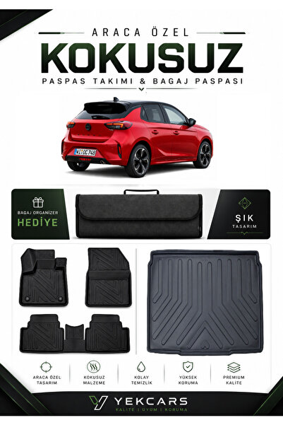 YEKCARS OPEL CORSA F 1.2 HYBRİD 2026 MODEL ARACINIZA ÖZEL 4D KARBONLU KAUÇUK ...