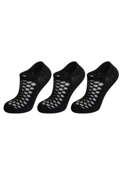 Generic Brand 3-Piece Women's Black Mesh Ballerina Socks Low Cut Thin Flexibl...