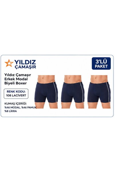 Yıldız Çamaşır Boxeri din modal pentru bărbați (105-106-107-108-109) - 3 bucăți