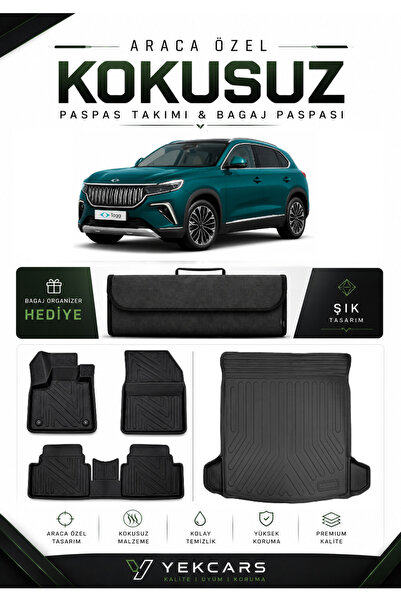 YEKCARS TOGG T10 X 2025 MODEL ARACINIZA ÖZEL 4D KARBONLU KAUÇUK PASPAS TAKIMI...
