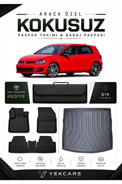 YEKCARS VOLKSWAGEN GOLF 7 VE 7.5 2012 MODEL ARACINIZA ÖZEL 4D KARBONLU KAUÇUK...
