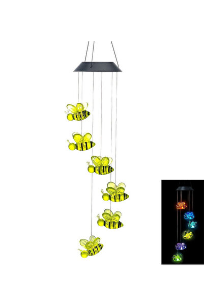 Generic Brand Clopoțel solar cu albine, LED, iluminare grădină, decor exterio...