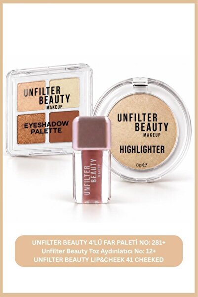 Unfilter Beauty 4'lü Far Paleti No: 281+Unfilter Beauty Toz Aydınlatıcı No: 1...