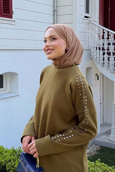 Hazamoda Nazenli Taşlı Tunik Hardal