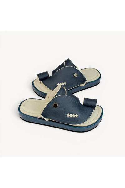 ShoeTypes حذاء شرقي فاخر مطور كحلي وبيج بنعل طبي مرتفع - كحلي غامق - D.Navy - 43