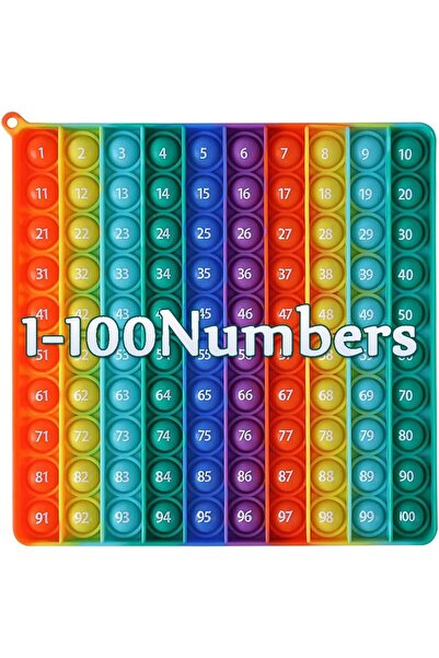 Arabest Rainbow Square Math Fidget Toy with 1-100 Number Table,100 Bubbles St...