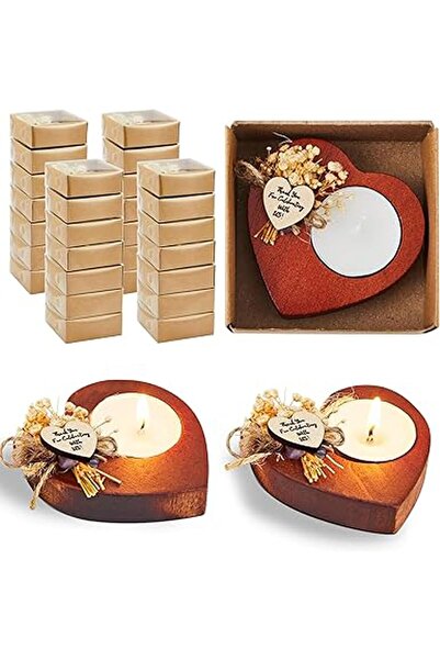 Arabest 6-Pack Heart Shaped Rustic Soy Wax Wedding Candles,Wooden Centerpiece...