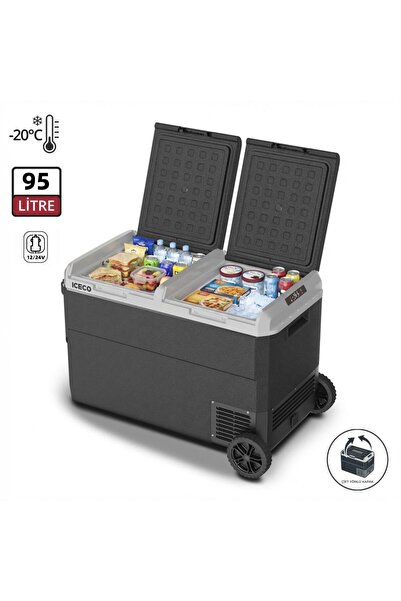 ICECO MCD95D 12/24V 95 Litre Kompresörlü Çift Bölmeli Tekerlekli Outdoor Oto ...