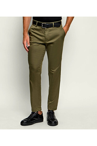 BOSS Erkek Slim Fit Normal Bel Daralan Paça Cep Detay Haki Pantolon