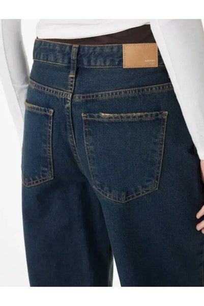 Koton Pamuklu Düşük Bel Düz Paça Bol Kesim Denim Pantolon - Loose Straight Fit Jean