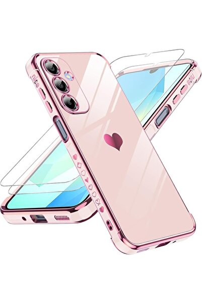 Arabest Samsung Galaxy A16 4G/5G Case,Full Camera Lens,Luxury Gold Heart TPU ...
