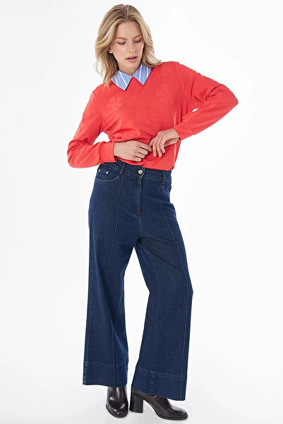 KYR High Waist Denim Trousers Navy Blue