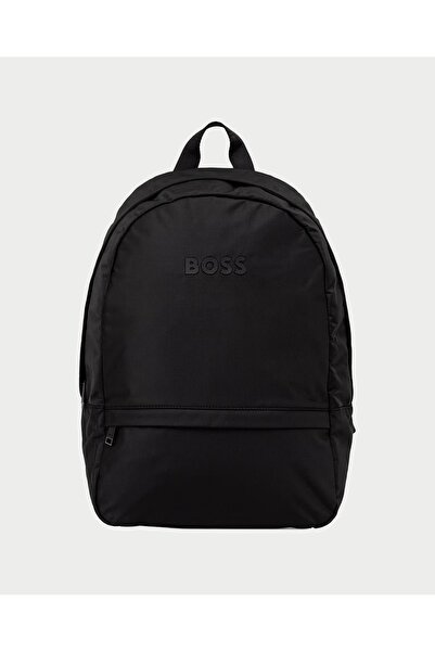 BOSS Erkek Fermuarlı Ön ve İç Cepli Logo Kabartmalı Ayarlanabilir Askılı Siya...