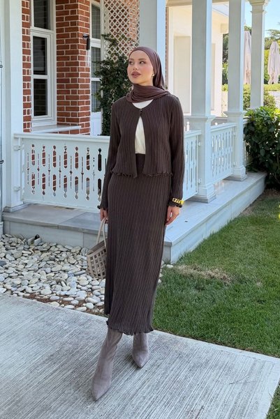 Hazamoda طقم شهرازات ثلاثي الشعلات باللون البني