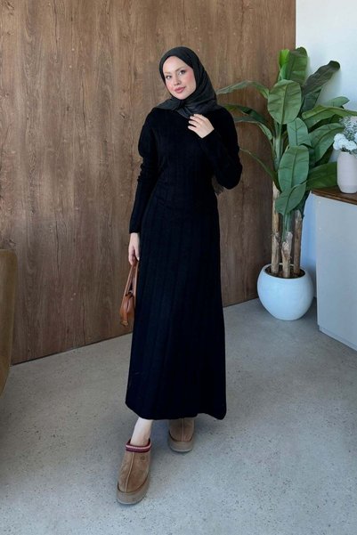 Hazamoda Panter Fitili Dress Black