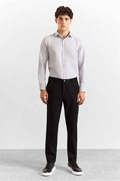 SÜVARİ Siyah Slim Düz Twill Yarım Lastikli Jogger Pantolon