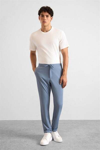 SÜVARİ Mavi Slim Düz Jogger Pantolon
