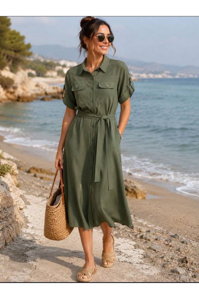 Generic Brand Pocket detail shirt dress