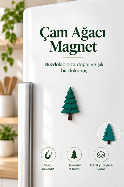Çam Ağacı Figürlü Buzdolabı Magneti Dekoratif Güçlü Mıknatıslı Dolap Süsü
