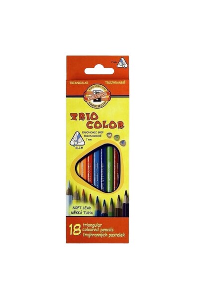 Koh-i Noor Creioane Colorate Triunghiulare Koh-I-Noor Triocolor, 18 Culori