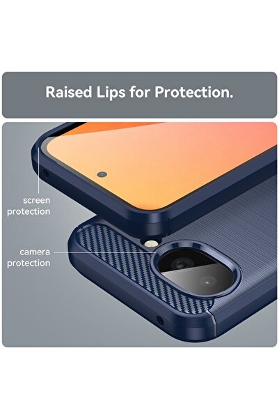 Rao Husa Carbon Silicone pentru Google Pixel 10a, carbon si TPU, albastra