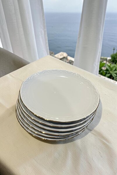 Porland Porselen Altın Yaldız 25 cm Servis Tabağı 6 Adet