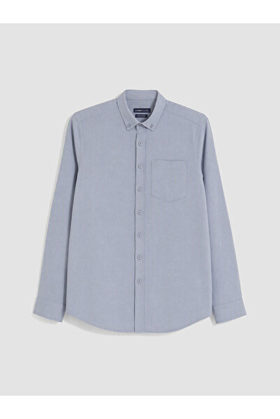 LC Waikiki Vizyon New Season Blue Regular Fit Dobby Men's Shirt