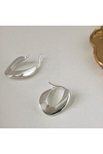 Peach Jewelry Ασημένια 925 Οβάλ Σκουλαρίκια Κρίκοι