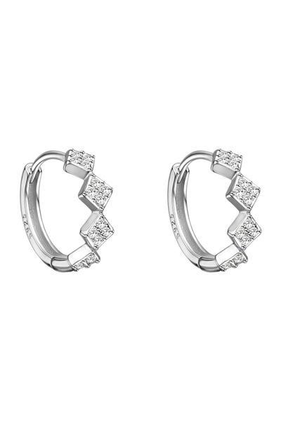 Peach Jewelry Γεωμετρικό σκουλαρίκι κρίκος με ζιργκόν, ασήμι 925, σύμβολο