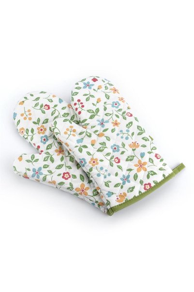 Generic Brand Set of 2 Patterned oven gloves, for cooking and grilling, Polye...