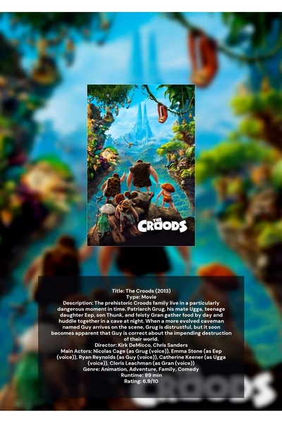 OEM Αφίσα Ινφογραφίας The Croods, Διακοσμητικό Τοίχου Κινουμένων Σχεδίων, Χαρ...