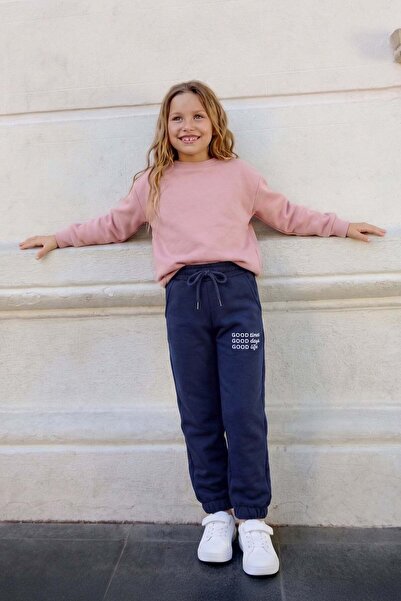 Fulla Moda 3 Threaded Text Printed Girls' Sweatpants with Elastic Waist