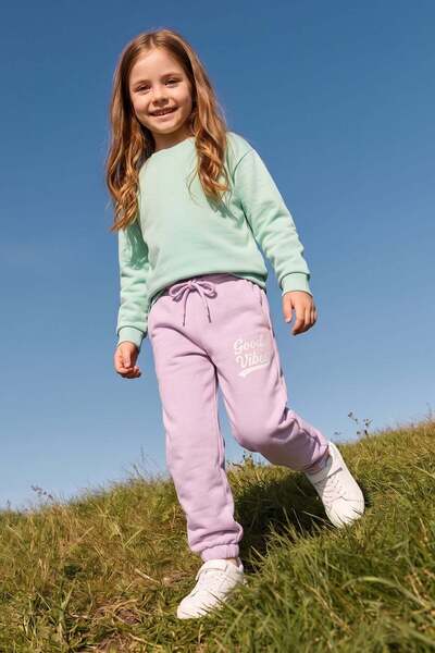 Fulla Moda 3 Threaded Good Vibes Text Printed Girls' Sweatpants