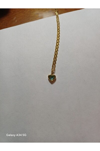 Peach Jewelry Μενταγιόν Καρδιά Κλασσική Με Τιρκουάζ Ζιρκόν Και Lobster Trigge...