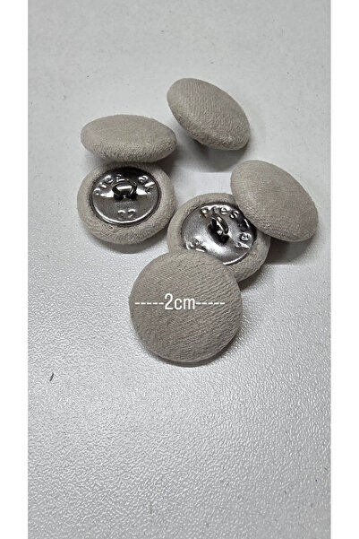 Zümrüdüanka Handmade Süet açık gri renk kumaş kaplamali kancalı metal düğme