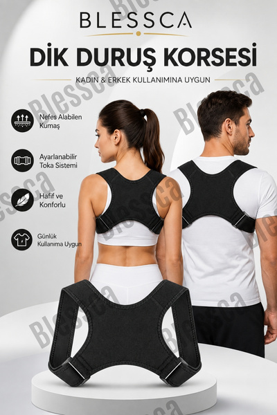 Blessca Dik Duruş Korsesi Korseleri Kadın Erkek Dik Durmak İçin Korse Kamburl...