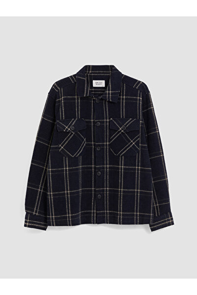 LC Waikiki Vizyon New Season Navy Blue Regular Fit Plaid Men's Lumberjack Shi...