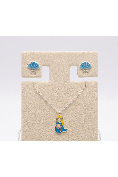 Peach Jewelry Παιδικό Σετ Γοργόνα & Κοχύλια από Ασήμι 925 με Σμάλτο (Κολιέ & ...