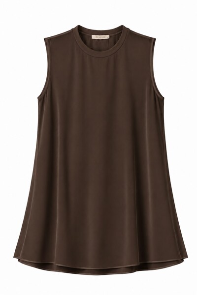 Armine Chiffon Detailed Zero-Sleeve Tunic Brown