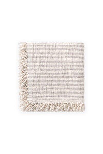 Cigit Four Layer Muslin Tassel Blanket 80X120 cm Mink Striped