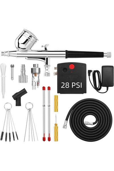 Arabest Airbrush, 28PSI Airbrush with Air Compressor, Portable Airbrush Kit f...