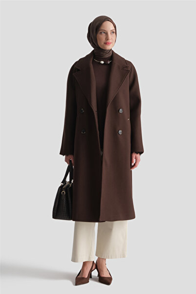 Armine Reglan Sleeve Cashmere Coat Bitter Brown