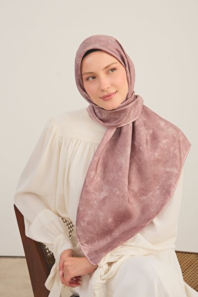 Silk Home Twill İpek Büyük Boy Eşarp Yeşil-Mor Vintage Çiçek Desenli Tok Duru...